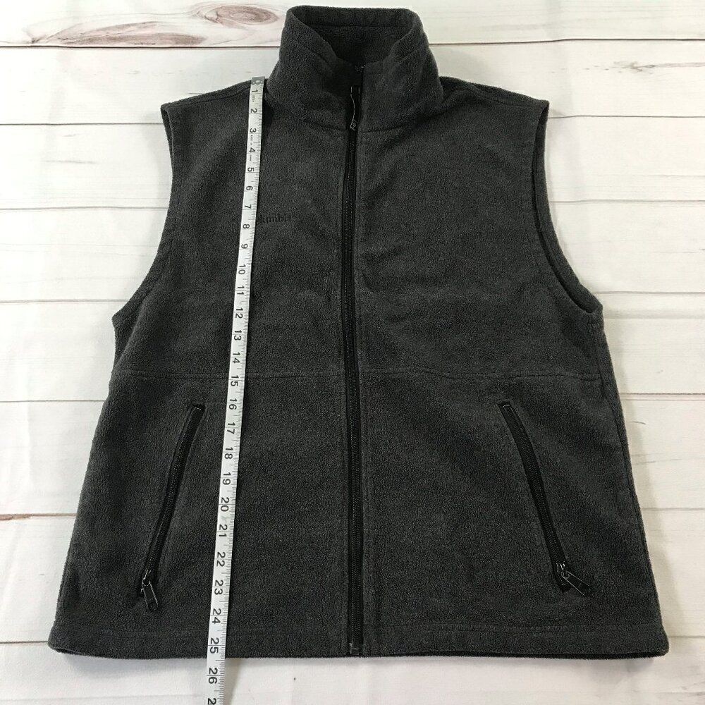 Columbia Men Medium Gray Fleece Full Zip Vest - Picture 3 of 8